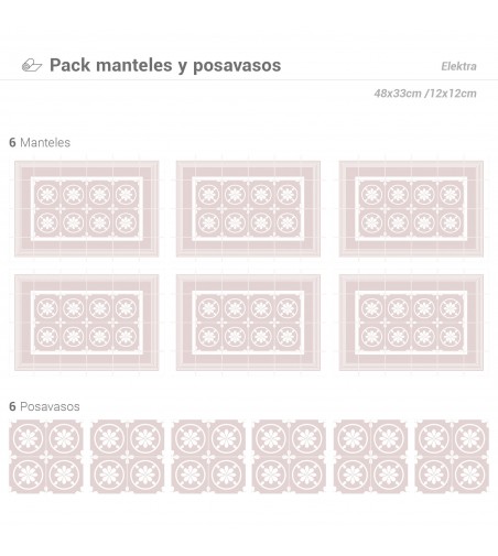 Pack de 6 Manteles y 6 Posavasos Elektra