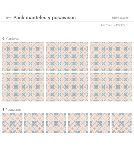 Pack de 6 Manteles y 6 Posavasos Hidra Sweet