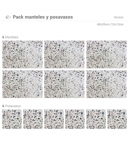 Pack de 6 Manteles y 6 Posavasos Terrazo