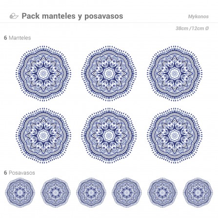 Pack de 6 Manteles y 6 Posavasos Mykonos