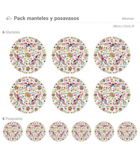 Pack de 6 Manteles y 6 Posavasos Mexican