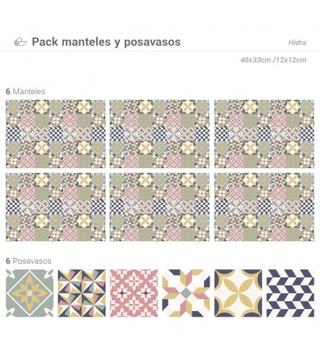 Pack de 6 Manteles y 6 Posavasos Hidra