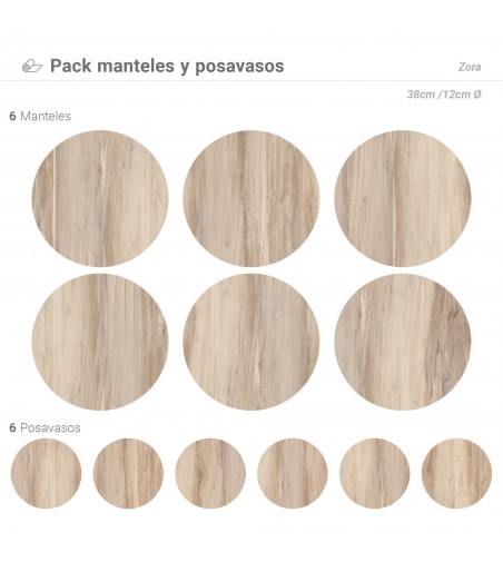 Pack de 6 Manteles y 6 Posavasos Zora