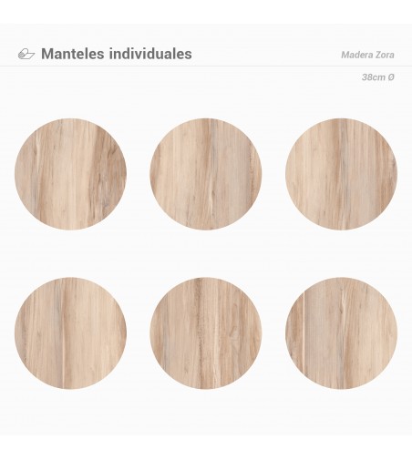 Pack de 6 manteles Madera Zora