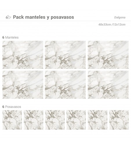 Pack de 6 Manteles y 6 Posavasos Dalgona