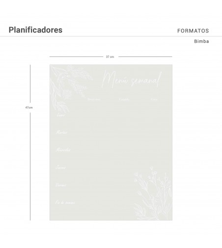 Planificador de pared menú semanal Bimba