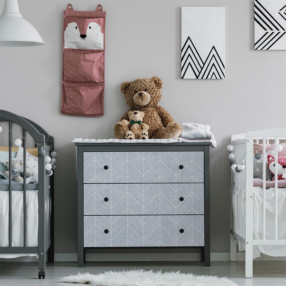 Vinilo para muebles con estampado  Terrazo Claude blau espiga