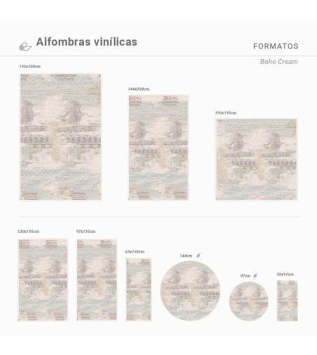 Alfombra Vinílica Boho Cream 63x150