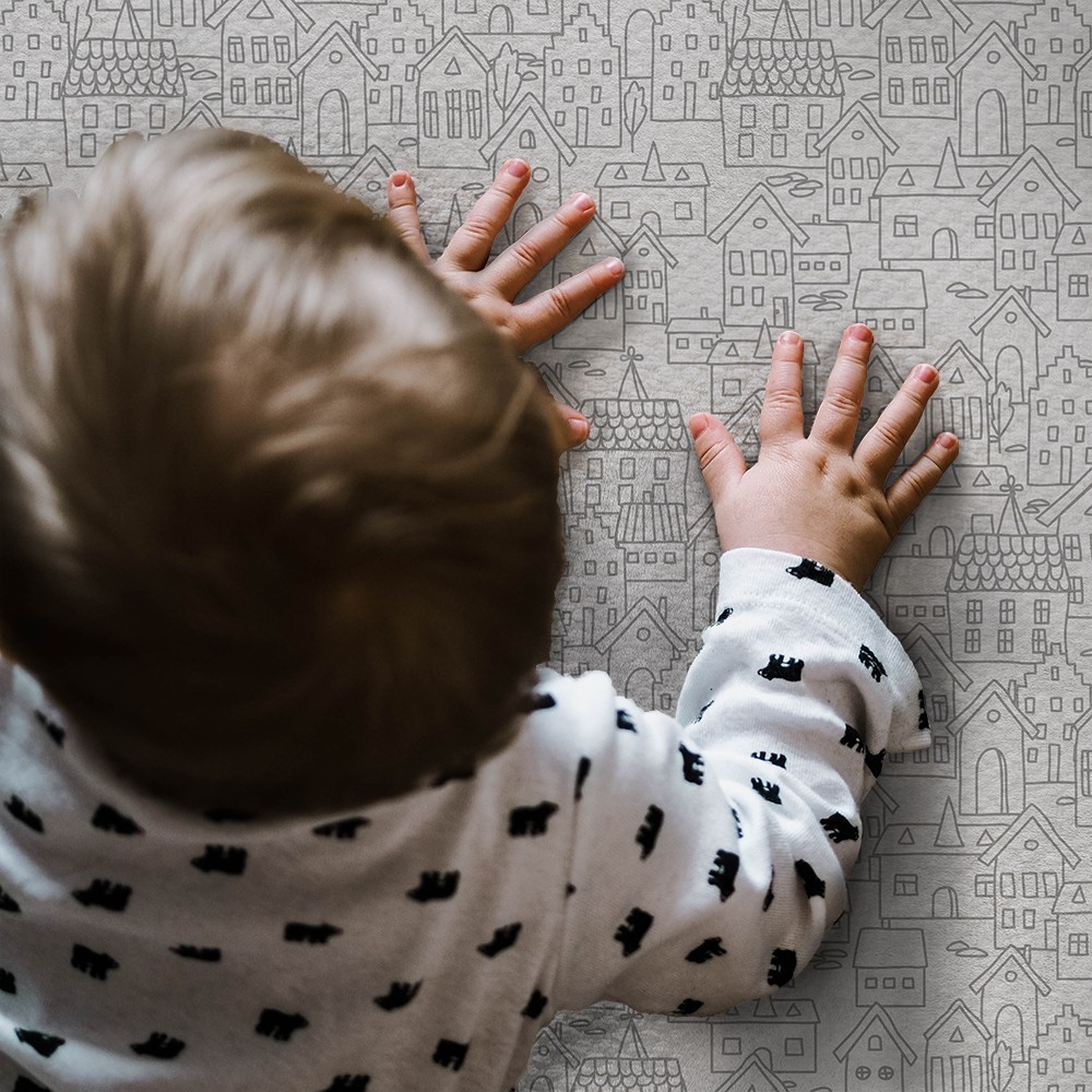 Alfombra Vinílica Ciudad Gris 50x97