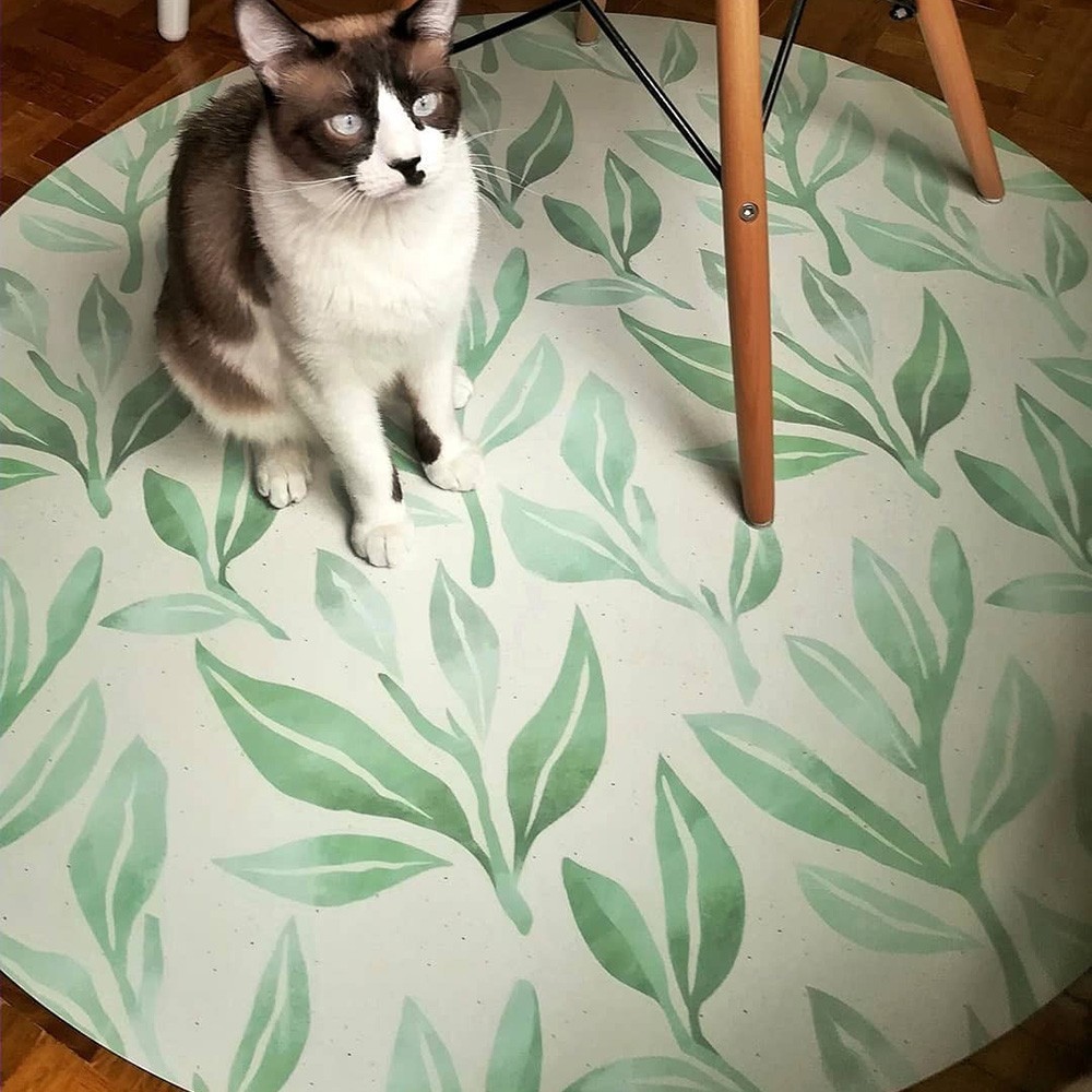 Alfombra Vinílica Hojas Menta 50x97