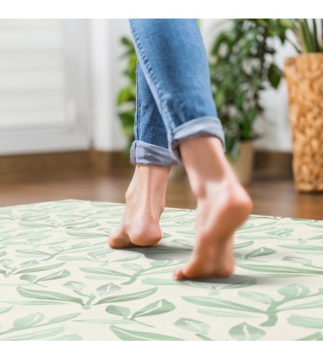 Alfombra Vinílica Hojas Menta 50x97