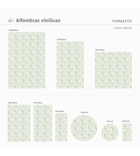 Alfombra Vinílica Hojas Menta 50x97