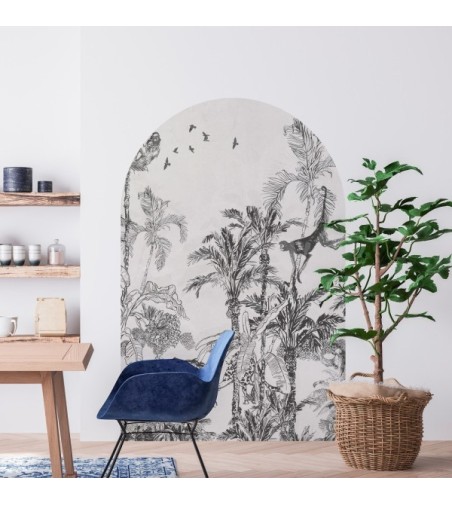 Arco Pintado Autoadhesivo Jungle Life Monkey Carbon V2 132x200 cm