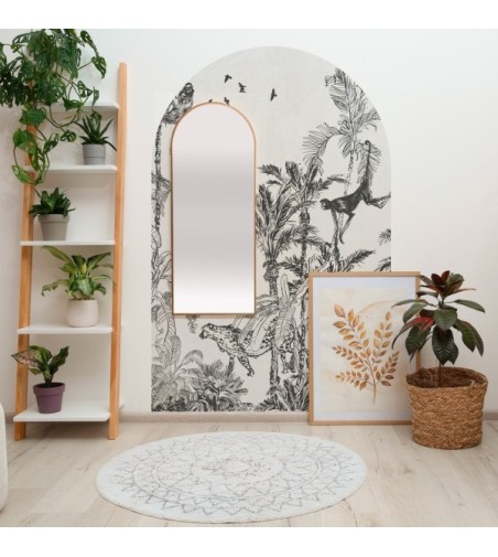 Arco Pintado Autoadhesivo Jungle Life Monkey Carbon V2 132x200 cm