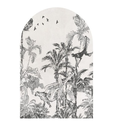 Arco Pintado Autoadhesivo Jungle Life Monkey Carbon V2 132x200 cm