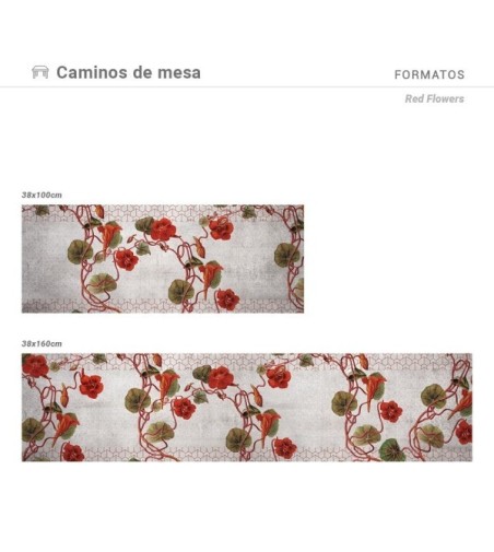 Camino de mesa Red Flowers 38x160cm