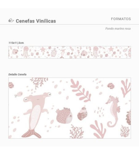 Pack de cenefas Fondo Marino by Elena Tablada - contiene 3 unidades de 115x11,5cm