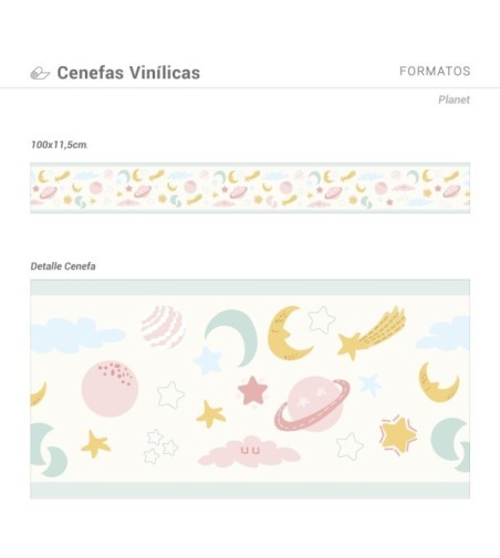 Pack de cenefas Planet - contiene 3 unidades de 100x11,5cm