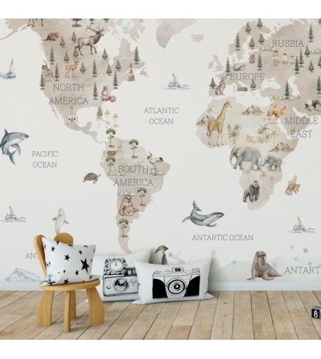 Mural Autoadhesivo Mapamundi Antur 257x260cm