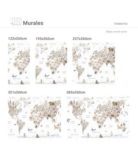 Mural Autoadhesivo Mapamundi Antur 257x260cm