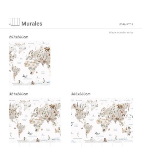 Mural Autoadhesivo Mapamundi Antur 257x260cm