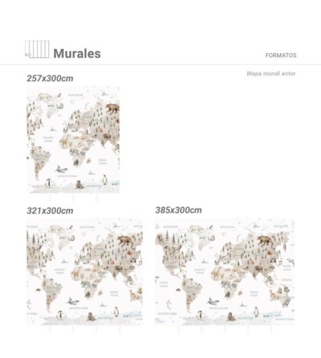Mural Autoadhesivo Mapamundi Antur 257x260cm