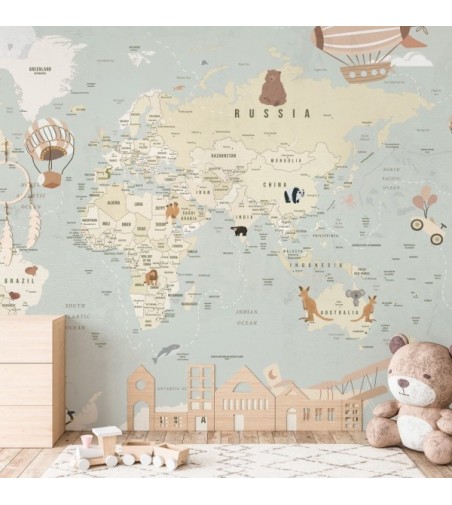 Mural Autoadhesivo Mapamundi Sapere Aude English 257x260cm