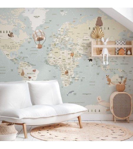 Mural Autoadhesivo Mapamundi Sapere Aude English 321x260cm