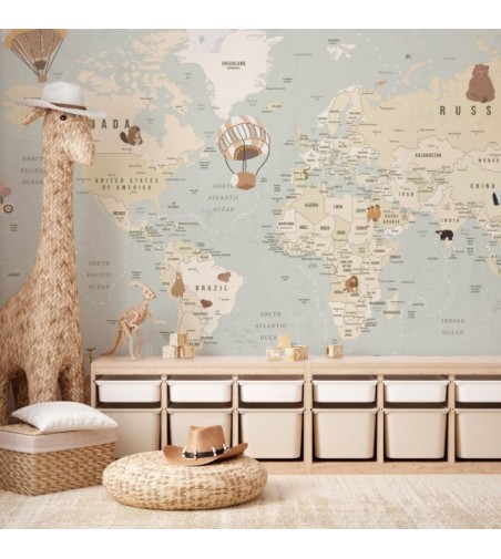 Mural Autoadhesivo Mapamundi Sapere Aude English 321x260cm