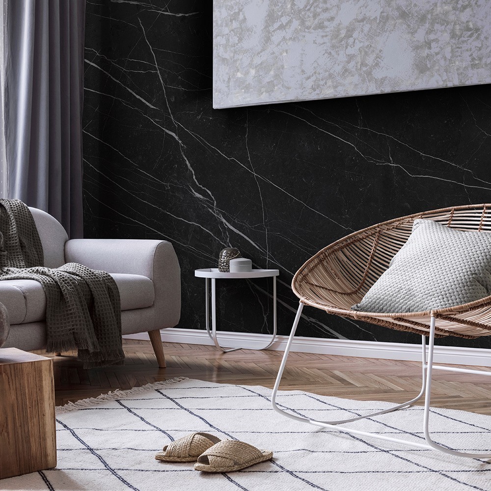Mural Autoadhesivo Pietra Black 257x260cm