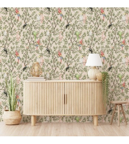 Papel Autoadhesivo Elegant Parrots by Elena Tablada - 1 tiras de 650x2600mm