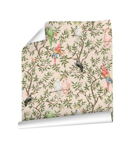 Papel Autoadhesivo Elegant Parrots by Elena Tablada - 1 tiras de 650x2600mm