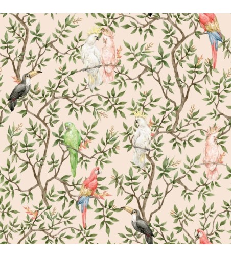 Papel Autoadhesivo Elegant Parrots by Elena Tablada - 2 tiras de 650x2600mm