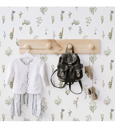 Papel Autoadhesivo Flores Silvestres Blanco - 1 tiras de 650x2600mm