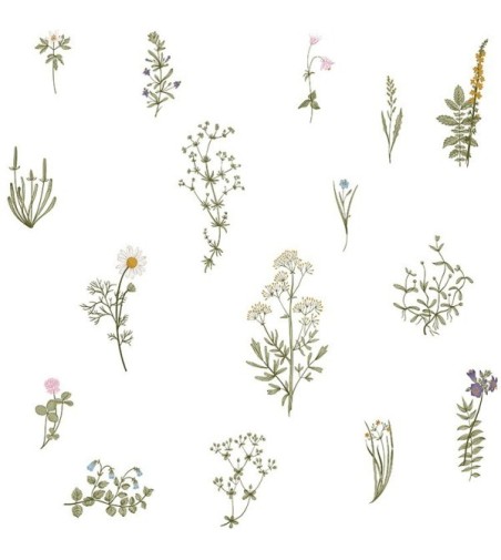 Papel Autoadhesivo Flores Silvestres Blanco - 1 tiras de 650x2600mm