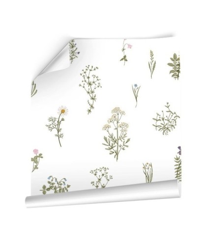 Papel Autoadhesivo Flores Silvestres Blanco - 1 tiras de 650x2600mm