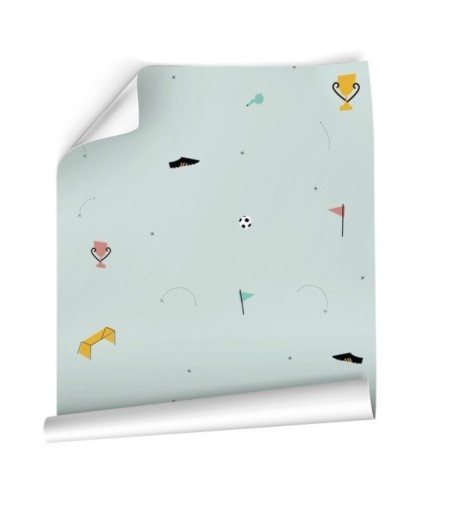 Papel Autoadhesivo Fútbol Mint - 1 tiras de 650x2600mm