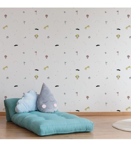 Papel Autoadhesivo Fútbol Blanco - 5 tiras de 650x2600mm