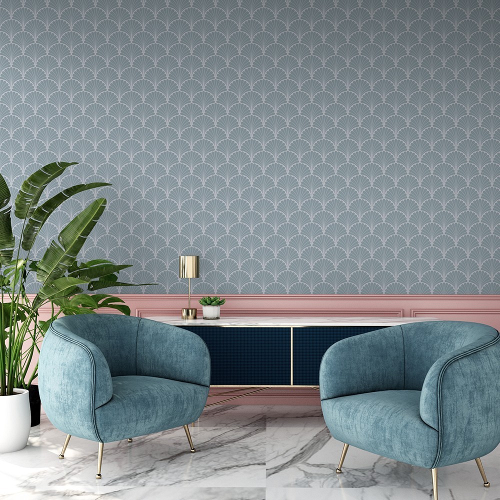 Papel Autoadhesivo Palms Azul - 1 tiras de 650x2600mm