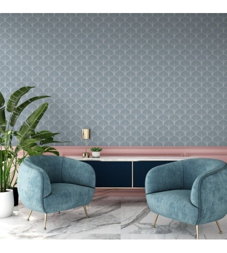 Papel Autoadhesivo Palms Azul - 1 tiras de 650x2600mm