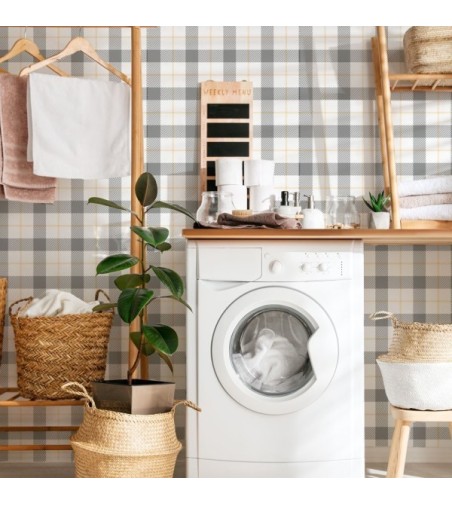 Papel Autoadhesivo Vichy Amarillo Gris- 1 tiras de 650x2600mm