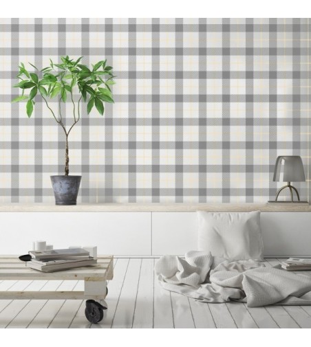 Papel Autoadhesivo Vichy Amarillo Gris- 1 tiras de 650x2600mm