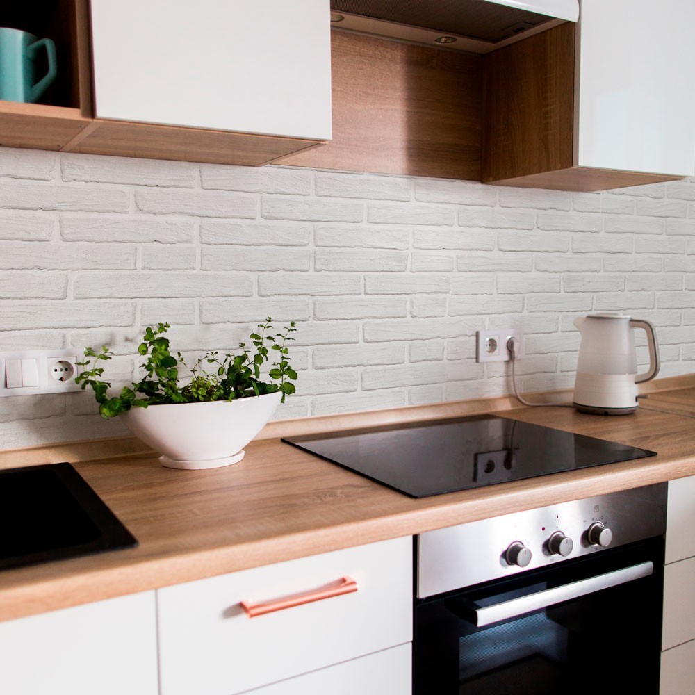 Vinilo Ladrillos Blancos 200X100cm mate