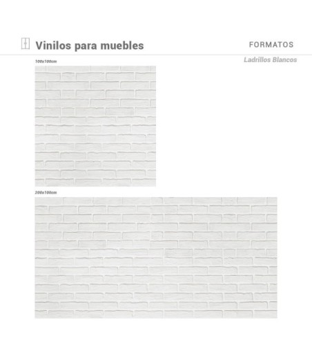 Vinilo Ladrillos Blancos 200X100cm mate