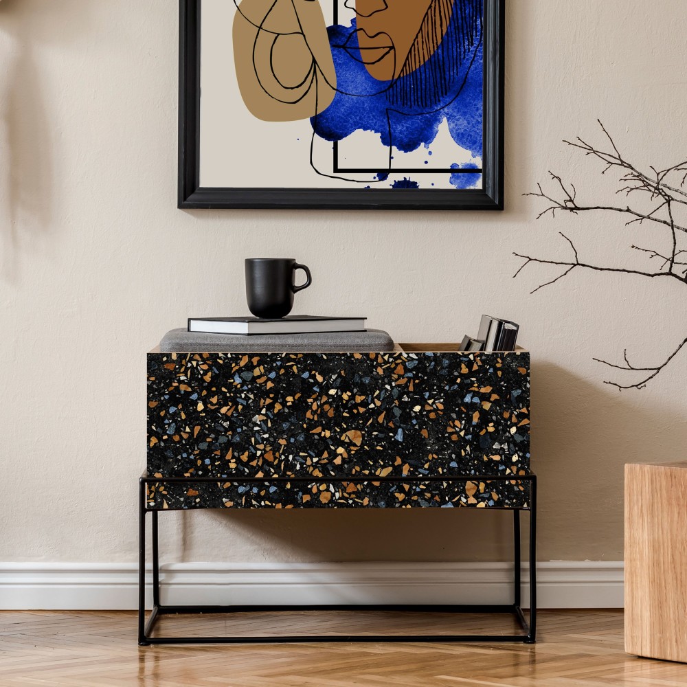 Vinilo Terrazo Vincent Negro 200X100cm mate