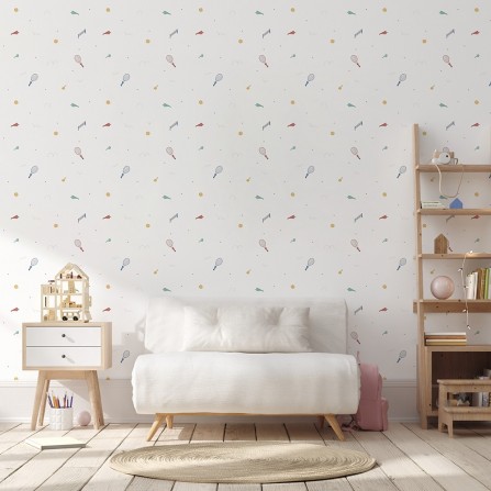 Ambiente del Papel pintado autoadhesivo con estampado Tenis Blanco