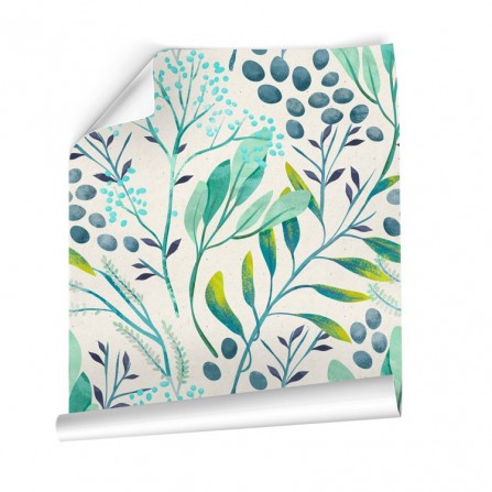 Papel adhesivo floral azul para muebles