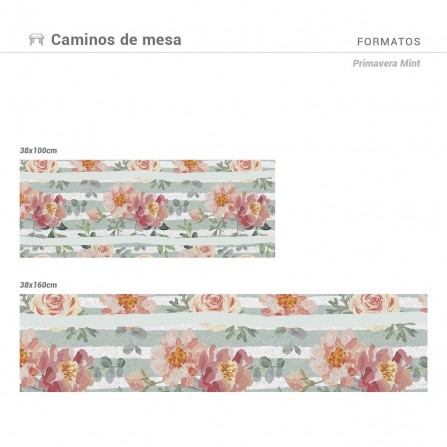 Camino de mesa con estampado  Primavera mint