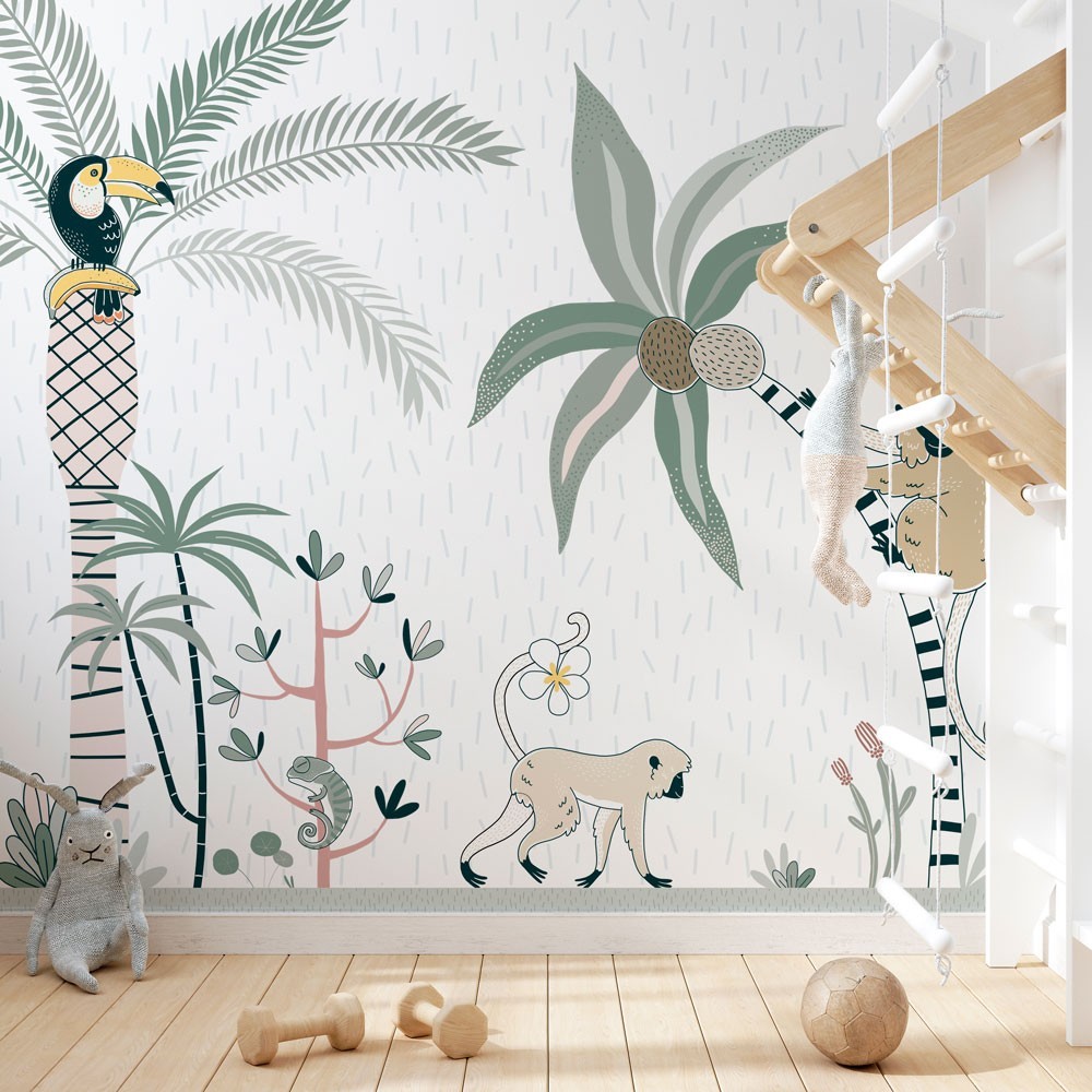 Papel pintado autoadhesivo para pared, diseño de plantas de selva